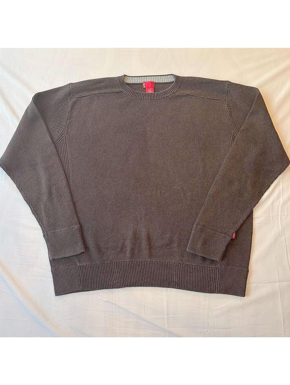 Levi's Y2K Crewneck Pullover Knit Sweater Dark Brown Ribbed Panel Size Large